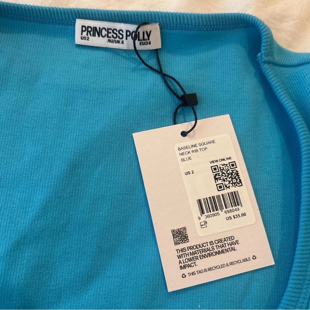 Princess Polly Blue Square Neck Rib Top - Picture 3 of 3